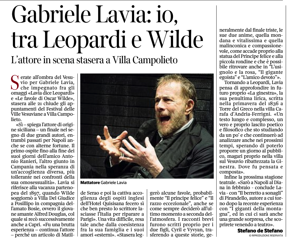 Gabriele Lavia: io, tra Leopardi e Wilde