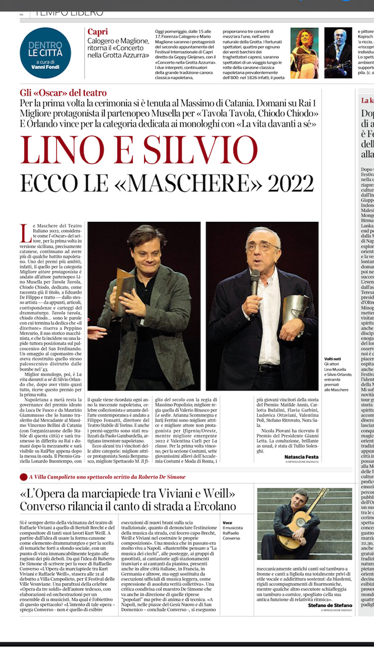 “L’Opera da marciapiede tra Viviani e Weill”. Converso rilancia il canto di strada a Ercolano